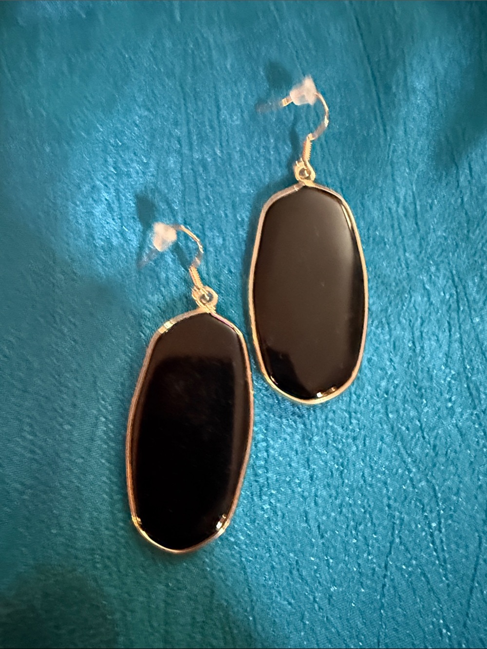 Gold-Trim Black Drop Earrings - Elegant Women's Jewelry